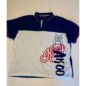 Akoo Mens Shirt 4XL  Fox Large Graphic Polo Collared Short Sleeve White Rugby